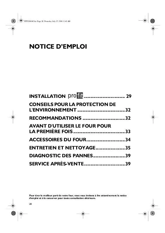 Mode d'emploi WHIRLPOOL BMPH 5900 IN