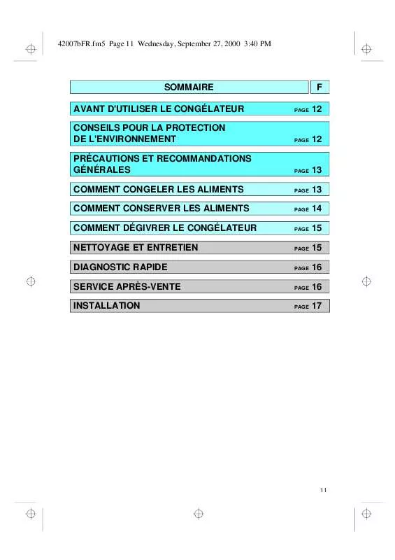 Mode d'emploi WHIRLPOOL CF 14