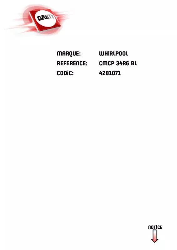 Mode d'emploi WHIRLPOOL CMCP34R9 BL CHEF PLUS