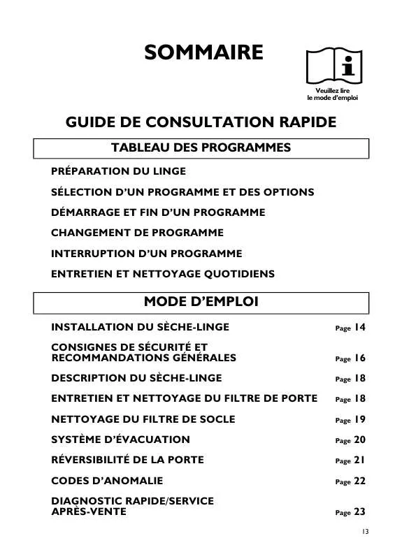 Mode d'emploi WHIRLPOOL ECOGREEN 95