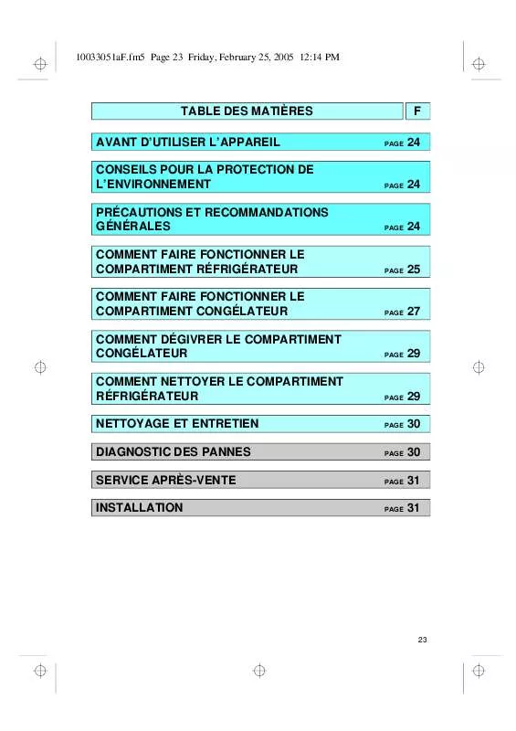 Mode d'emploi WHIRLPOOL FIC-46 L/F