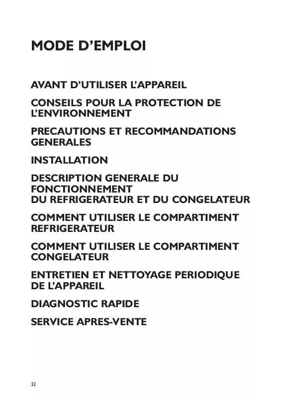 Mode d'emploi WHIRLPOOL FIC 67E