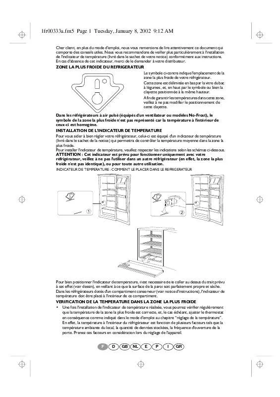 Mode d'emploi WHIRLPOOL FID-21/F