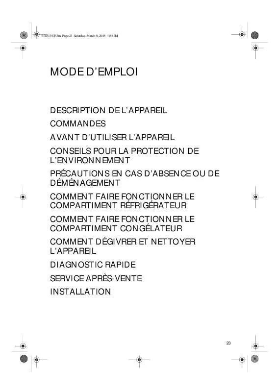 Mode d'emploi WHIRLPOOL FR220A