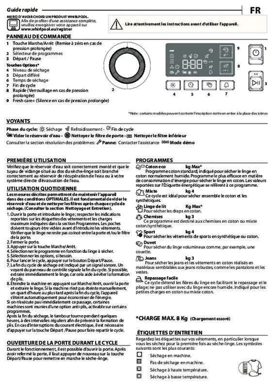 Mode d'emploi WHIRLPOOL FTCHACM118XBBFR
