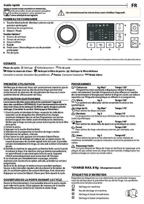 Mode d'emploi WHIRLPOOL FTCM118XBNB