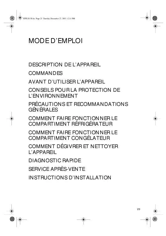 Mode d'emploi WHIRLPOOL FW420IN