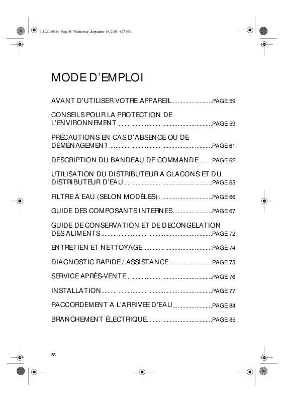 Mode d'emploi WHIRLPOOL G20 E FSB23INOX