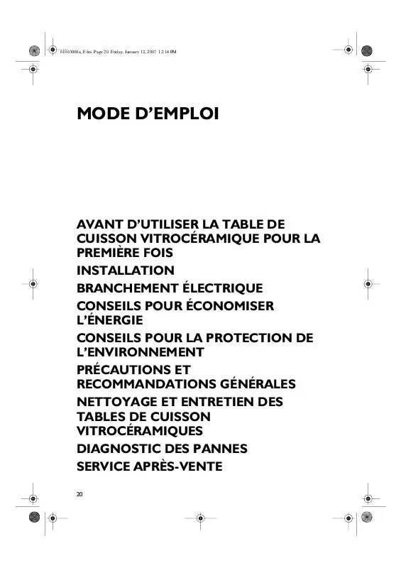 Mode d'emploi WHIRLPOOL HB V03 S