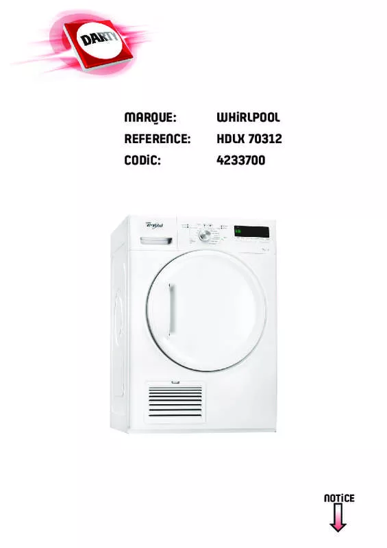 Mode d'emploi WHIRLPOOL HDLX70313