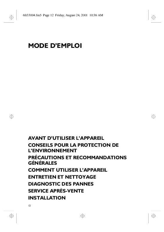 Mode d'emploi WHIRLPOOL HOO 140 W