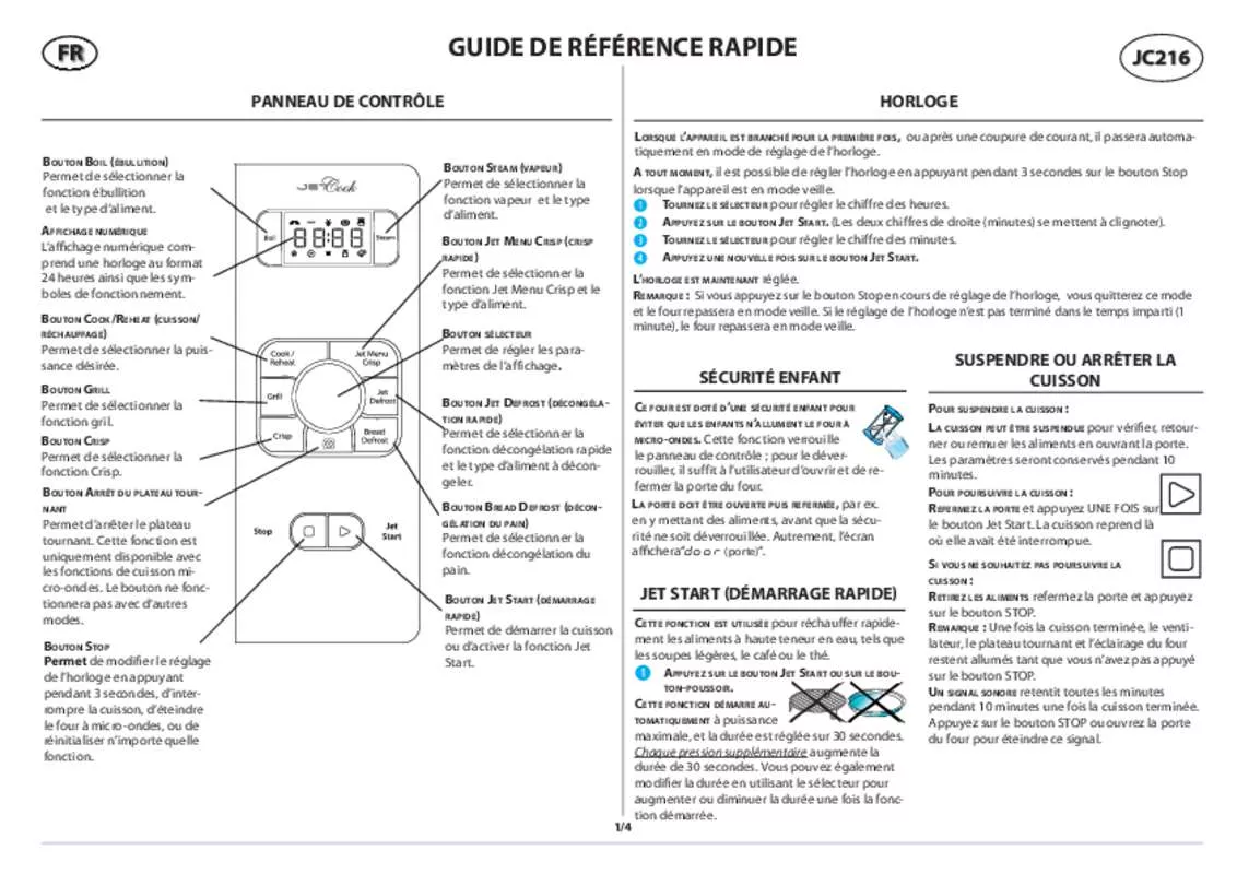 Mode d'emploi WHIRLPOOL JC216SL