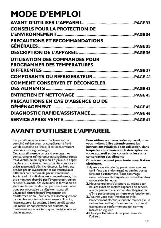 Mode d'emploi WHIRLPOOL KDNA 4301 IN