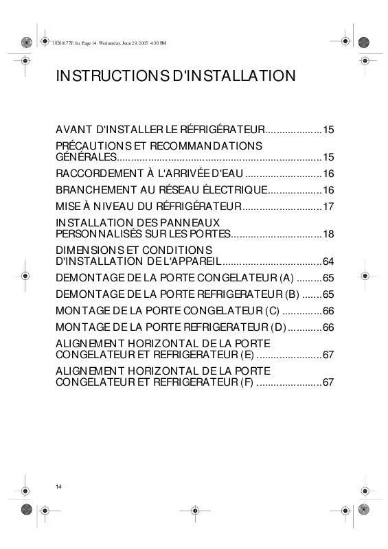 Mode d'emploi WHIRLPOOL KF 600-00