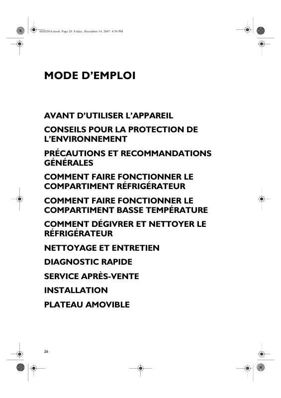 Mode d'emploi WHIRLPOOL KRA 160