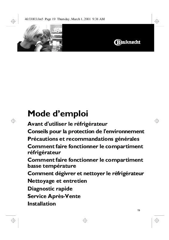 Mode d'emploi WHIRLPOOL KRB 1310 REFRIGERA