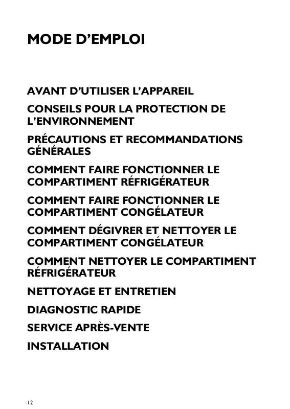 Mode d'emploi WHIRLPOOL KVI 1944/B