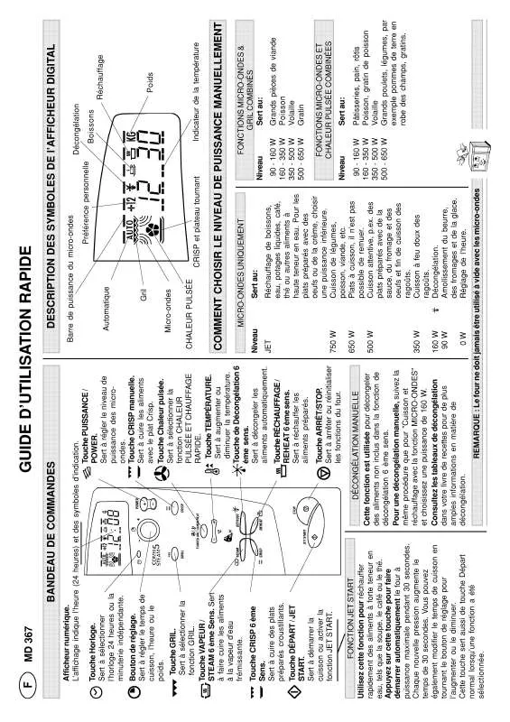 Mode d'emploi WHIRLPOOL MD 367/NOIR