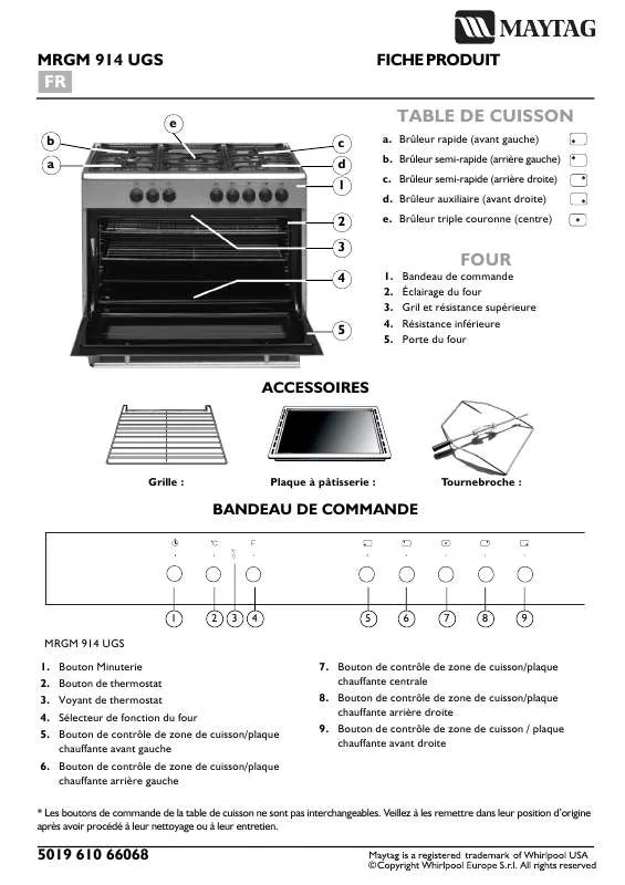 Mode d'emploi WHIRLPOOL MRGM 914 UGS