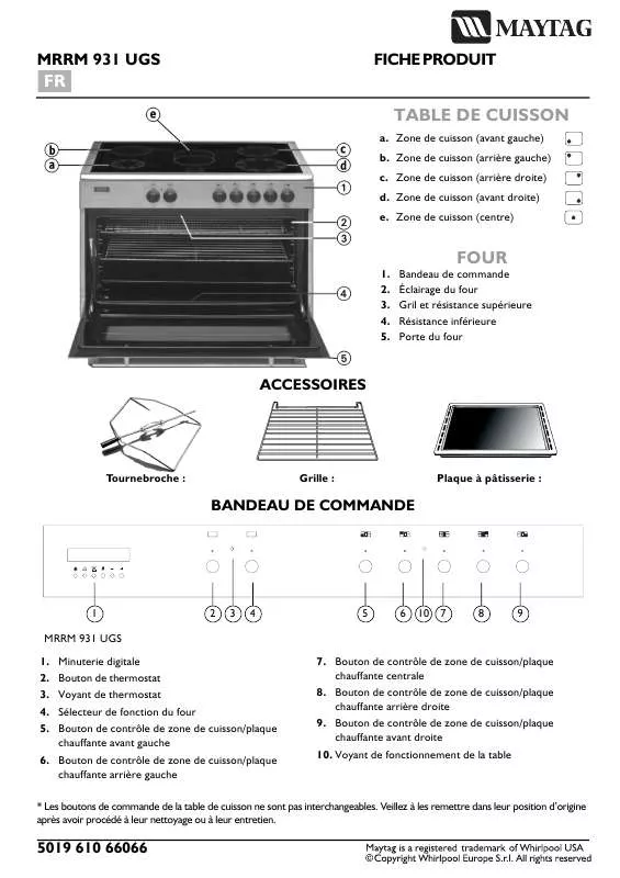 Mode d'emploi WHIRLPOOL MRRM 931 UGS