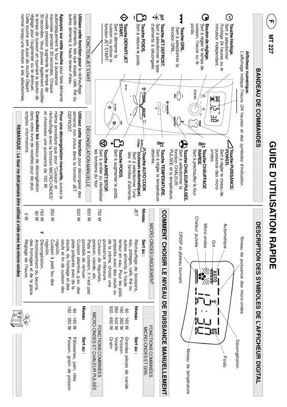 Mode d'emploi WHIRLPOOL MT 227/WH