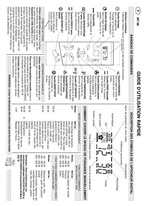 Mode d'emploi WHIRLPOOL MT 68/NOIR