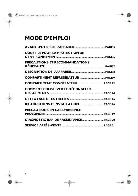 Mode d'emploi WHIRLPOOL MTM 5523 NEGM