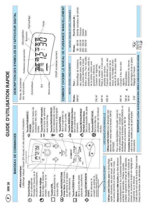 Mode d'emploi WHIRLPOOL MW 26