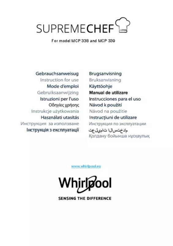 Mode d'emploi WHIRLPOOL MWP338B SUPREME CHEF