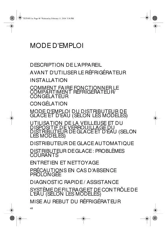 Mode d'emploi WHIRLPOOL S20F RSS2V-A/G