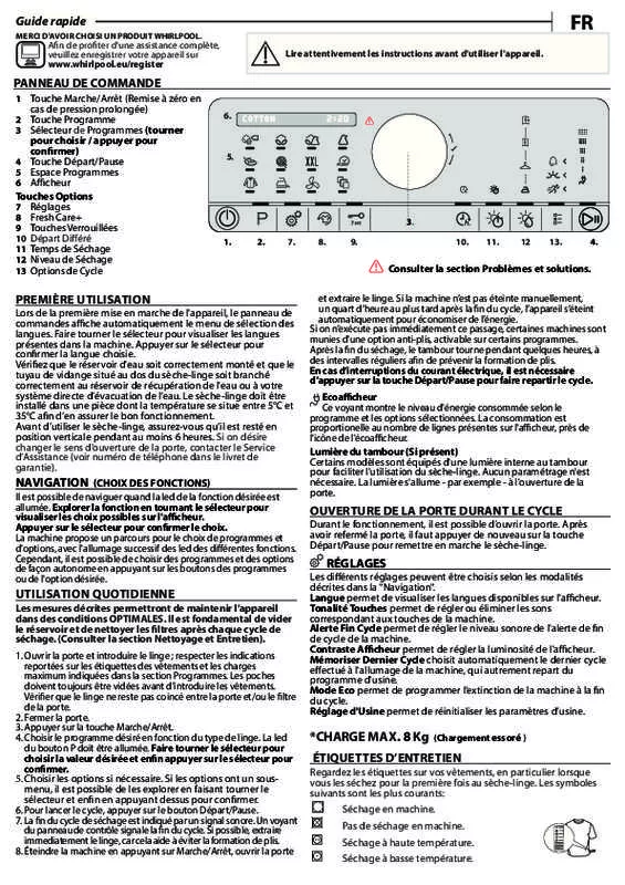 Mode d'emploi WHIRLPOOL STU83BEU