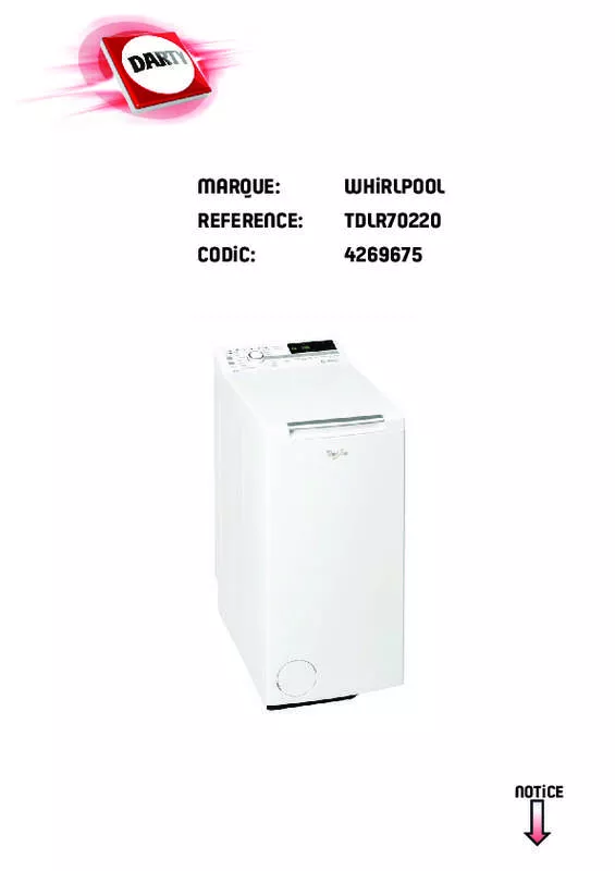 Mode d'emploi WHIRLPOOL TDLR70220