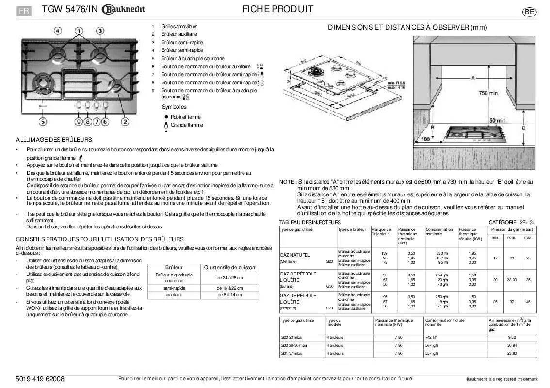 Mode d'emploi WHIRLPOOL TGW 5476/IN