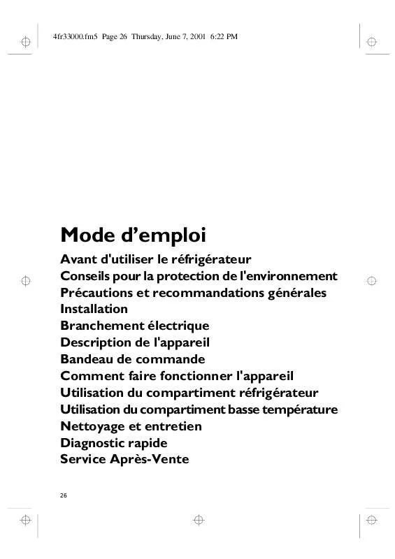 Mode d'emploi WHIRLPOOL UVIE 1400/A