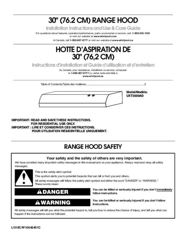 Mode d'emploi WHIRLPOOL UXT3030ADW