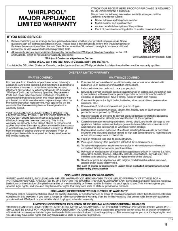 Mode d'emploi WHIRLPOOL UXT4130ADB