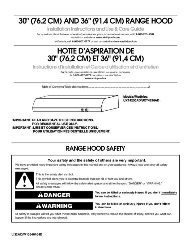 Mode d'emploi WHIRLPOOL UXT4230ADW