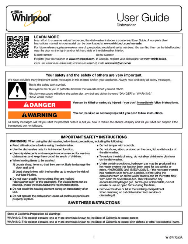 Mode d'emploi WHIRLPOOL WDF520PADB