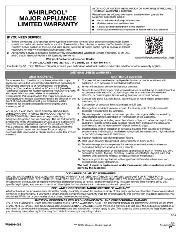 Mode d'emploi WHIRLPOOL WDF540PADW