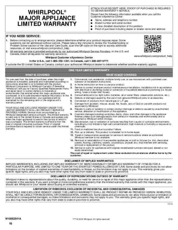 Mode d'emploi WHIRLPOOL WDF560SAFW