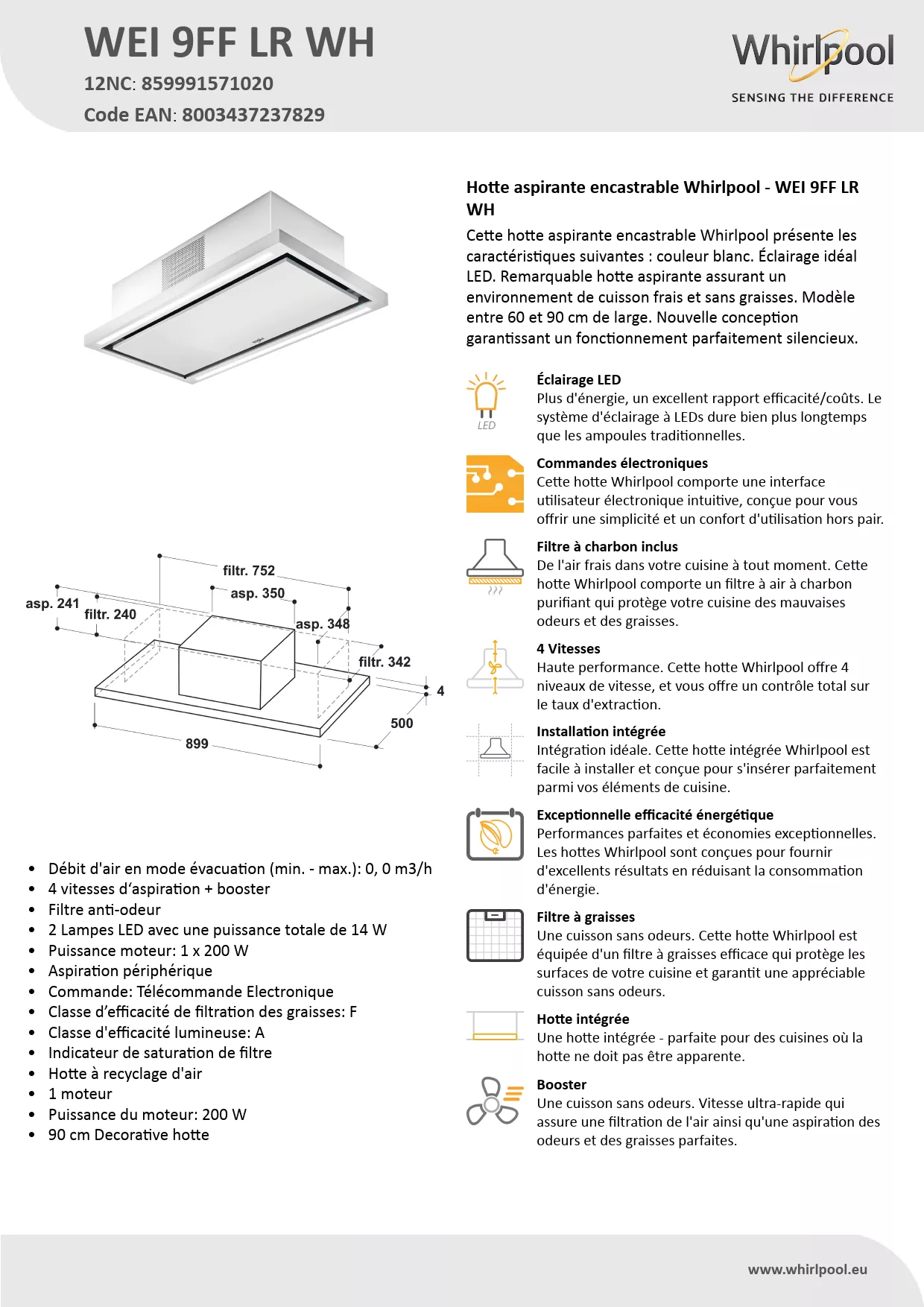 Mode d'emploi WHIRLPOOL WEI 9FF LR WH