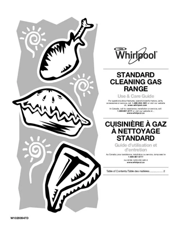 Mode d'emploi WHIRLPOOL WFG231LVS