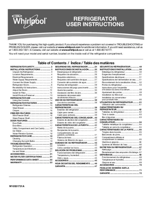 Mode d'emploi WHIRLPOOL WRT311FZBM