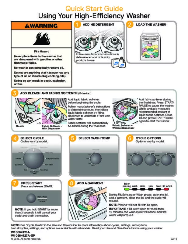 Mode d'emploi WHIRLPOOL WTW4816FW