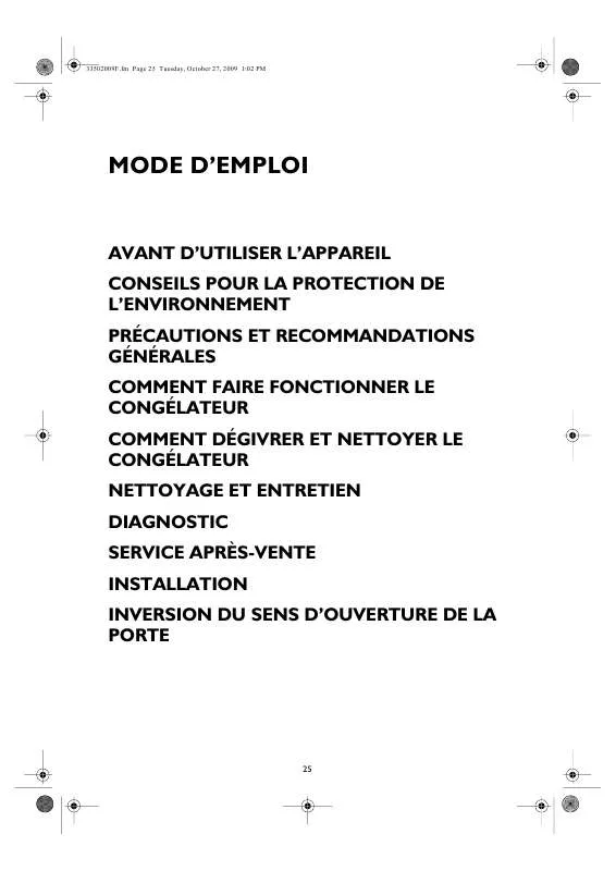 Mode d'emploi WHIRLPOOL ZS 165