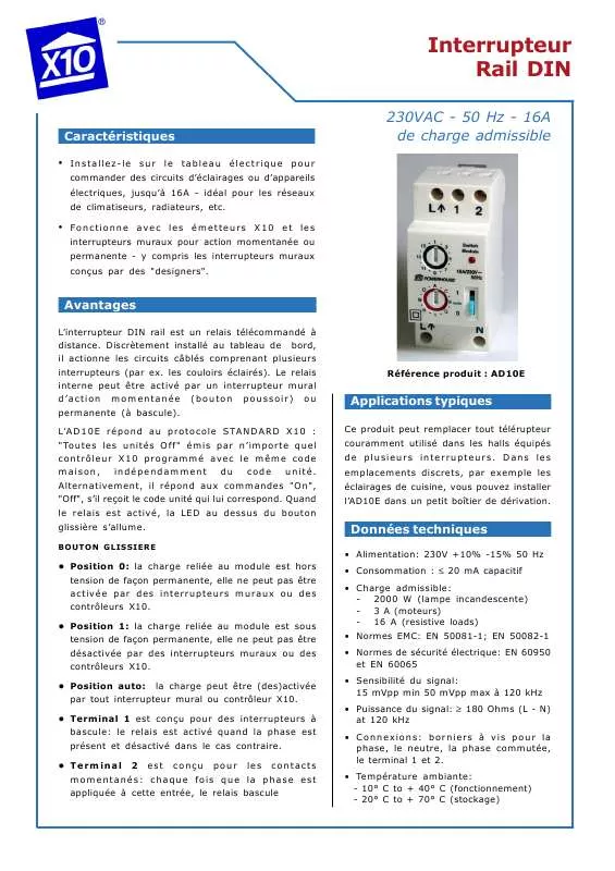 Mode d'emploi X10 AD10E