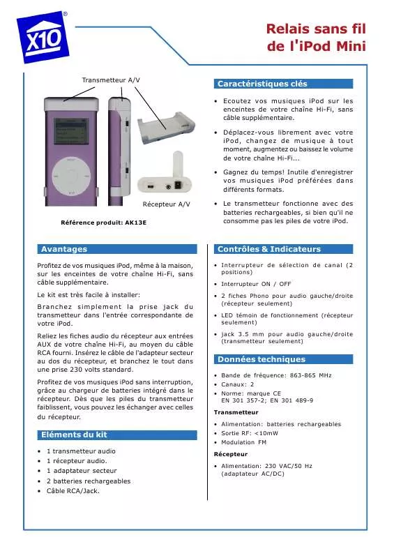 Mode d'emploi X10 AK13E