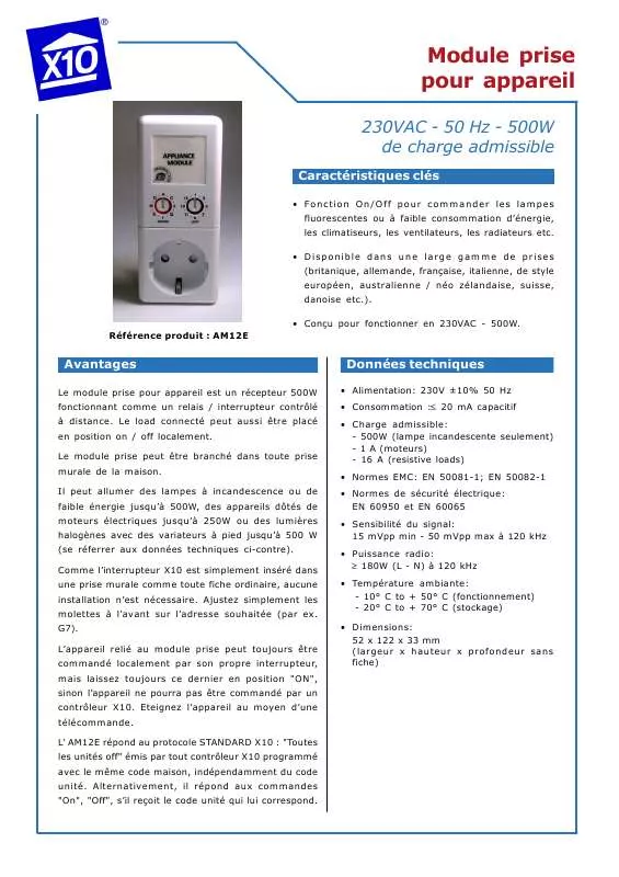 Mode d'emploi X10 AM12E