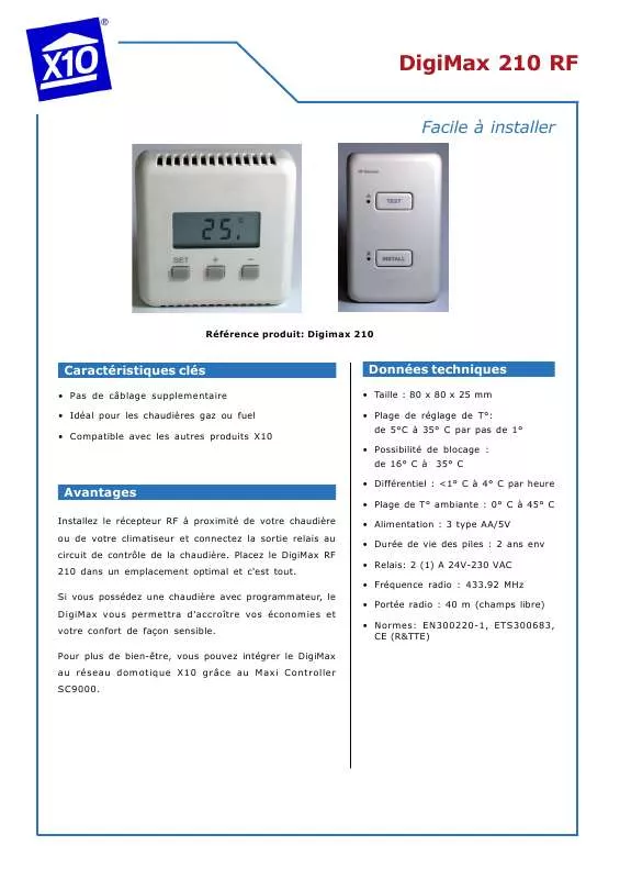 Mode d'emploi X10 DIGIMAX210RX