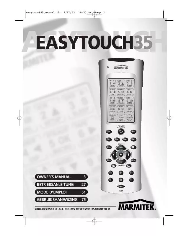 Mode d'emploi X10 EASYTOUCH 35